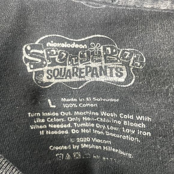 Nickelodeon Spongebob Acid Wash Gray Crop Tee Sz L - Picture 4 of 4